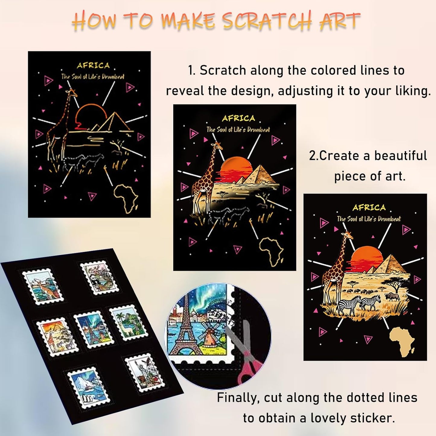 Scratch Art Bookmarks Kit, 24 Sheet Paper with Scratching Tools for DIY Party Favors, Christmas Stocking Stuffers