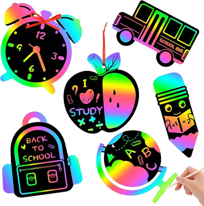 JULMELON 36 PCS Ocean Crafts, Rainbow Scratch Art Under The Sea Party Favors DIY Magic Color Summer Ocean Animals Scratch Cards for Summer Party Favors School Activities