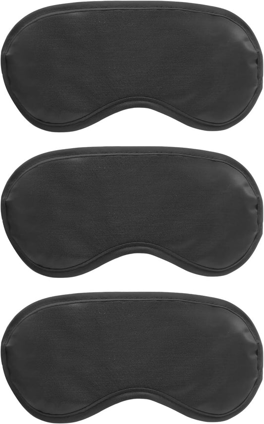 3pcs Comfortable Soft Sleep Eye Masks Shade Cover Lightweight Sleeping Blindfold for Men and Women, Blackout Blindfold for Travel Sleep, Party Game Supplies (Black)