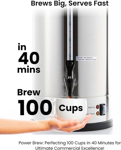 SYBO 6L Commercial Coffee Maker, Stainless Steel Coffee Urn With Cool-Touch Handles, Electric Coffee Pot Hot Beverage Dispenser, Quick-Brewing Coffee Urn, For Events,Party & Catering - 45 Cup