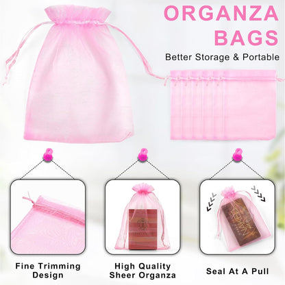 ANZNKU Pink Organza Bags 4 x 6 in 50PCS, Small Gift Bags for Goodie Candy Jewelry Soap Packaging, Cute Little Mesh Bag Drawstring Bulk for Wedding Birthday Party Favor Baby Shower & Easter Gifts Wrap
