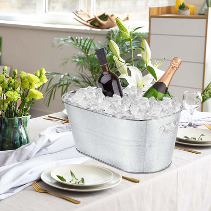 OBTANIM 4 Pack 4 Gallon Galvanized Ice Buckets Metal Champagne Drink Cooler Storage Ice Tub with Carry Handles for Beer Cocktails Wine Beverage Home Parties Bar Cooling Supplies