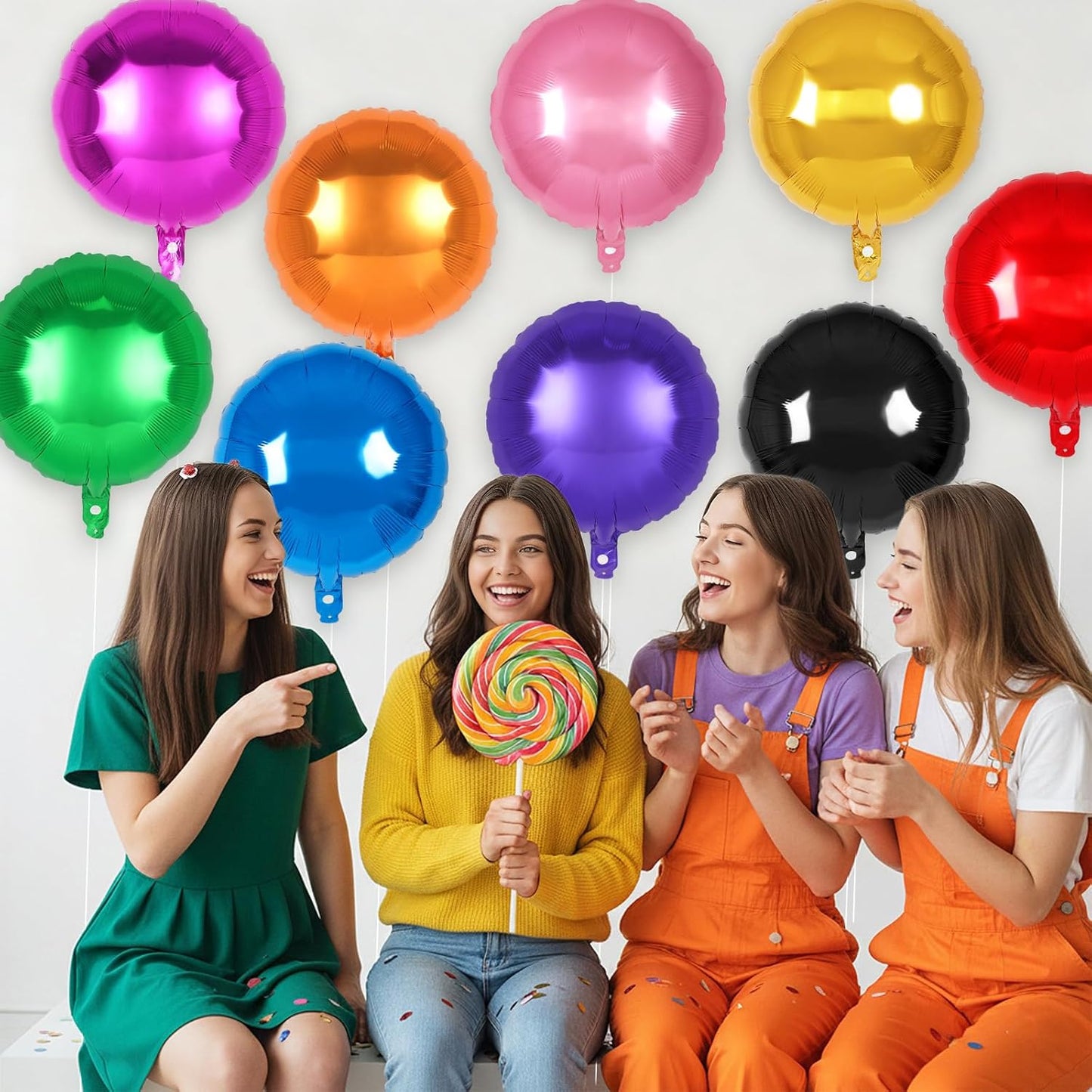 20 Pcs Black Round Shaped Balloons,18 Inch Round Foil Balloon,Giant Round Mylar Balloon Helium Balloons for Birthday Party Baby Shower Wedding Decorations (Black)