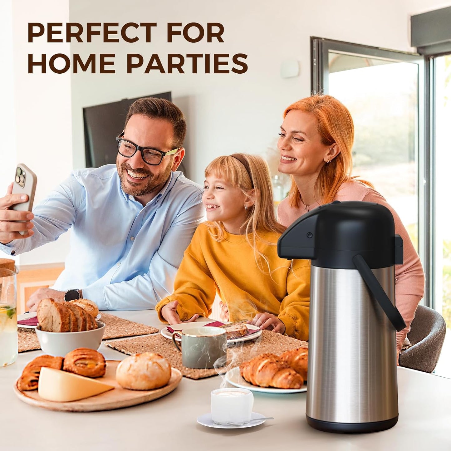 Coffee Carafe for Keeping Hot - Gezoss 102OZ / 3L Airpot Coffee Dispenser with Pump - Large Coffee Carafe for Hot Drinks Tea Liquid - Insulated Stainless Steel Hot Water Beverage Urn for Parties