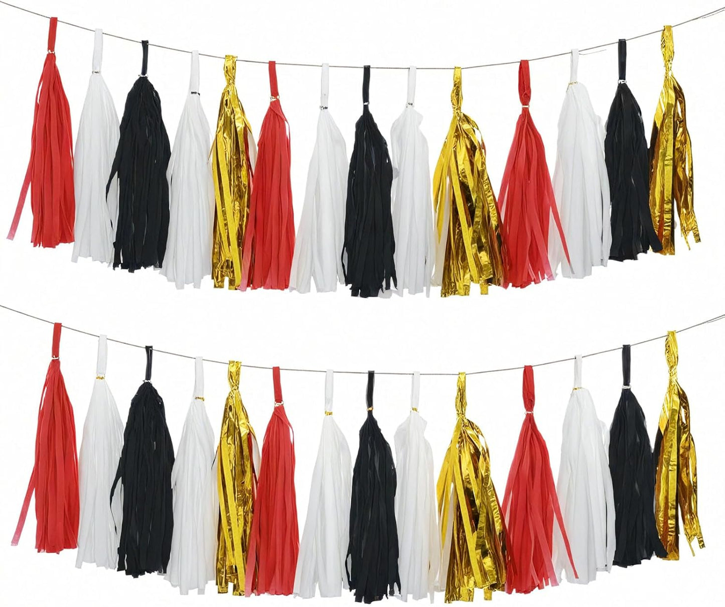 Tassel Garland Tissue Paper Tassel Banner,Tassels Party Decorations for Wedding,Birthday,Bridal/Baby Shower,Pack of 15 (Burgundy/Black/Silver)