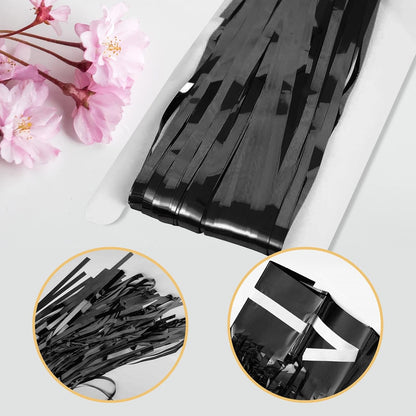 20 Pack Silver Foil Curtain Backdrop 3.2ft x 8.2ft Foil Fringe Backdrop Curtain Metallic Tinsel Foil Fringe Curtains Streamer Backdrop Curtains for Birthday Party Decorations Photo Booth (Silver)