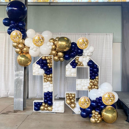 Zesliwy Navy Blue Silver Balloons Garland Kit, Navy Blue White Silver Confetti Balloons Arch Kit for Birthday Party Bridal Shower Wedding Graduation Class of 2025 Prom Decorations……