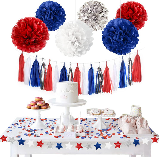 NICROHOME EUR Boho Wedding Decorations, 28PCS Rustic Neutral Creamy White Tissue Paper Pom Poms Tassel, Dots Paper Garland Decor Packages for Baby Shower Birthday Bridal Shower Party Table
