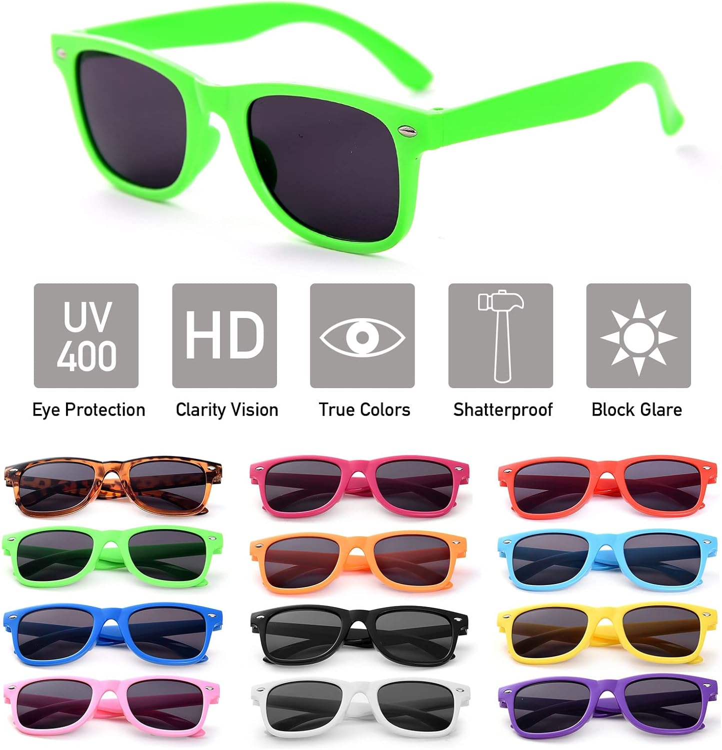 Party Sunglasses Bulk - Adult Retro Plastic Pack of 12 Vintage Sunglasses for Men Women - Party Favors