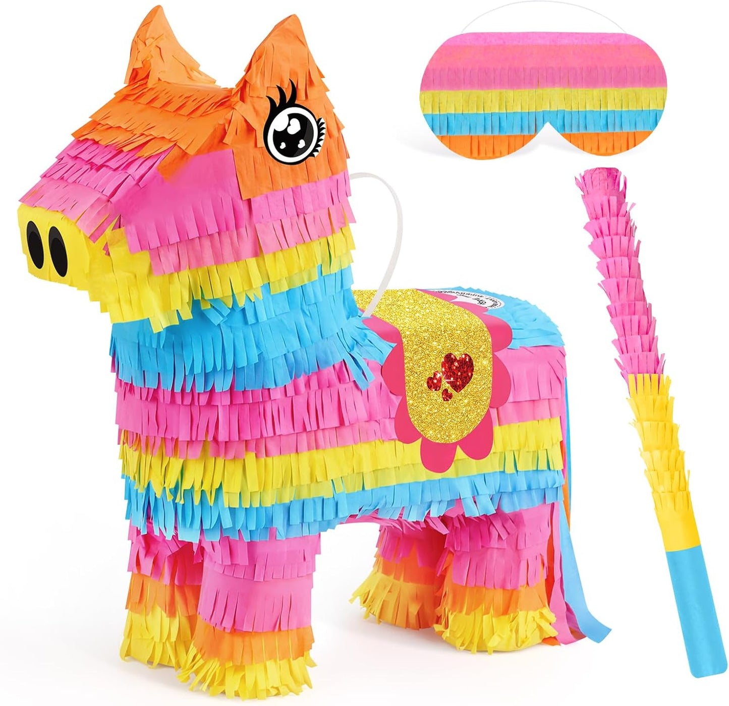 Dinosaur Pinata - Dinosaur Decorations with a Blindfold and Bat for Boys Girls Animal Themed Birthday Party Kids Classroom Game Decorations Supplies (15.7 x 11.4 x 3.1 Inches)