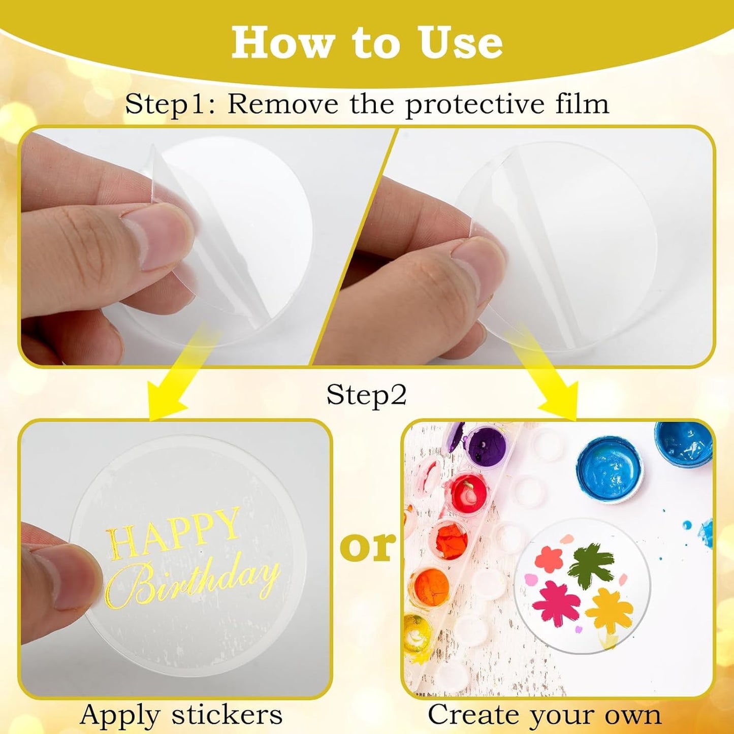 20pcs Gold Mirror Acrylic Happy Birthday Cupcake Toppers Round Engraved Cake Picks Happy Birthday Cake Toppers for DIY Birthday Gift Flower Bouquet Pastries Desserts Decor