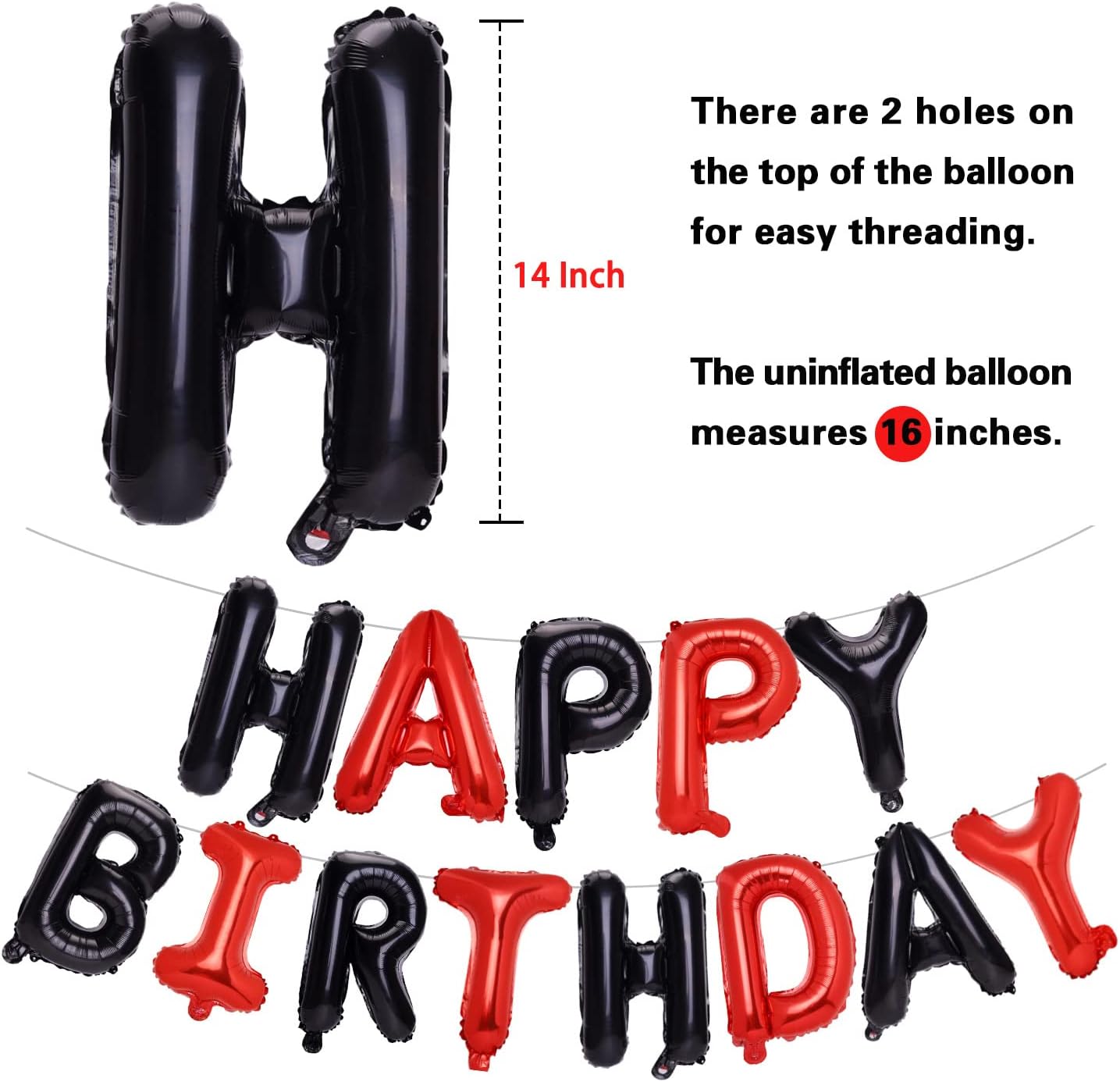 PIGETALE Happy Birthday Banner, 16 Inch Mylar Foil Letters Sign Bunting Happy Birthday Balloon Letters Balloons Reusable Ecofriendly Material for Girls Boys Kids Women Men (Hot Pink)
