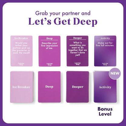 Let's Get Deep: Friends Edition by Relatable, Fun Group Card Game, Easy Adult Game for Game Night, Perfect for Party Games with Friends, Includes 400 Question Cards, Three Increasingly Personal Levels