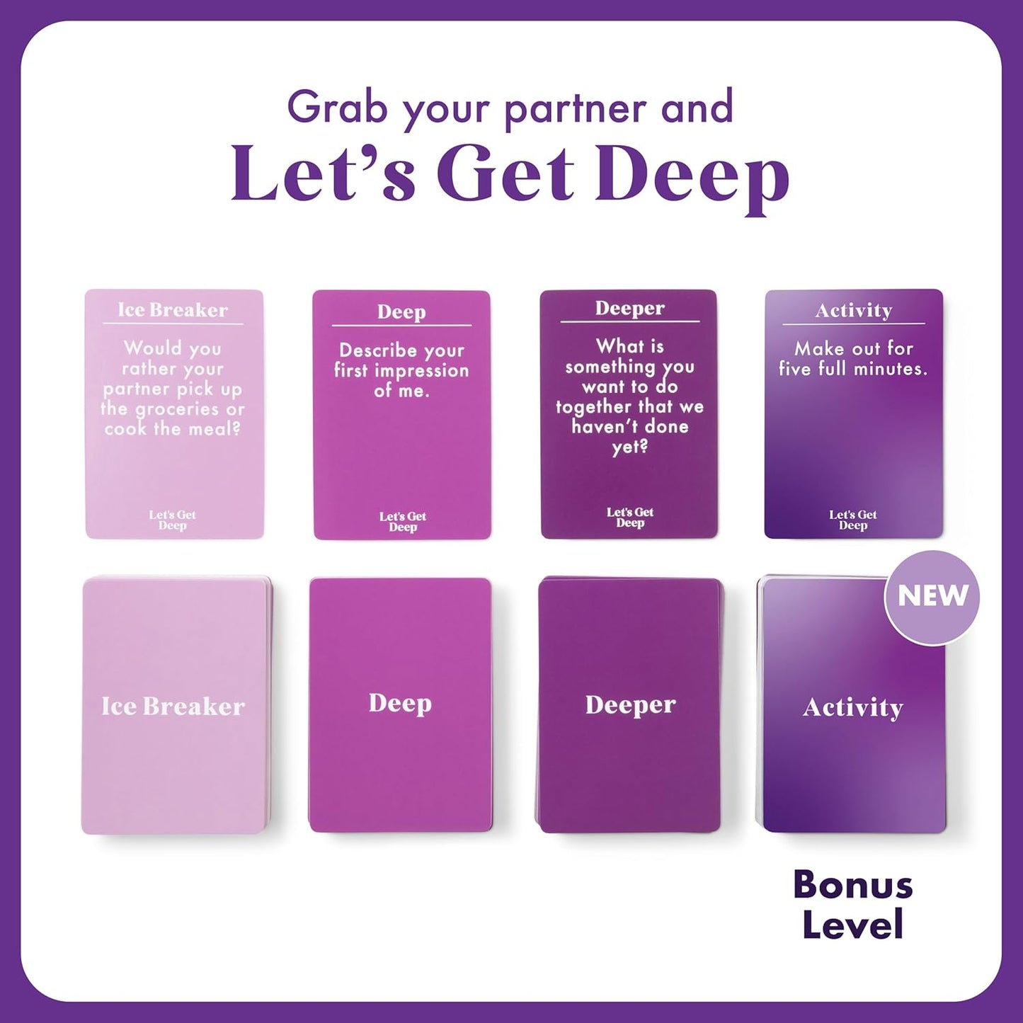 Let's Get Deep: Friends Edition by Relatable, Fun Group Card Game, Easy Adult Game for Game Night, Perfect for Party Games with Friends, Includes 400 Question Cards, Three Increasingly Personal Levels