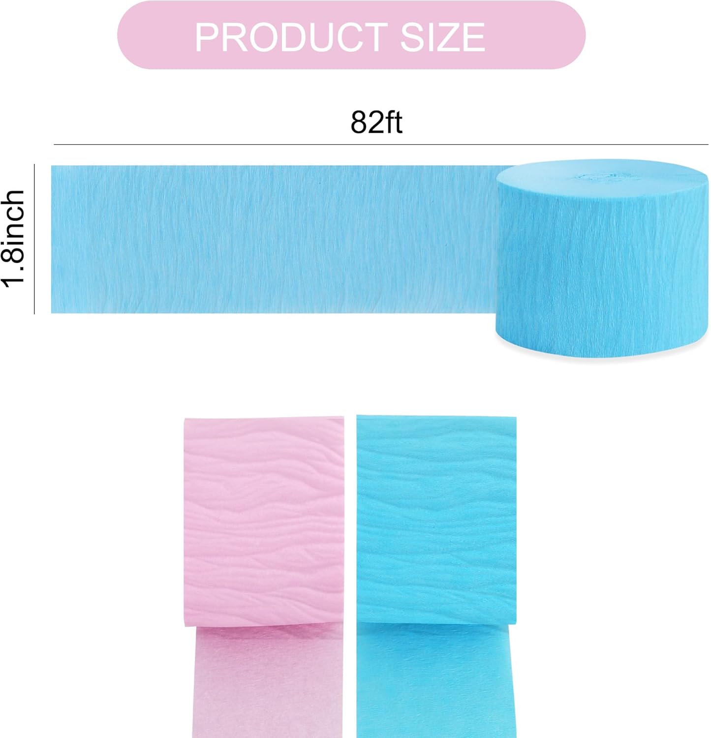BEISHIDA 8 Rolls Red Yellow Blue and Green Crepe Paper Streamers for Carnival Circus Sesame Street Paw Party Decorations, Birthday DIY Craft Paper(1.8 Inch x 82 Ft/Roll)