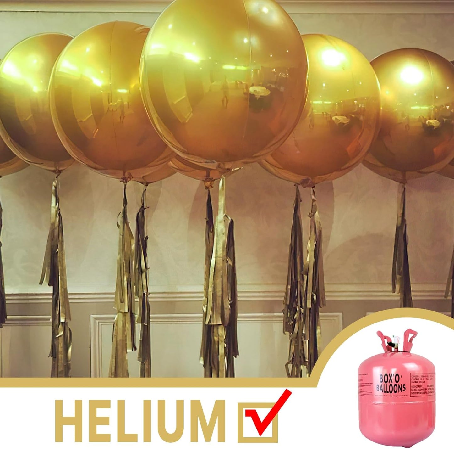 PartyWoo Metallic Gold Foil Balloons 20pcs Different Sizes Pack of 22 15 10 Inch Large Round Foil 4D Inflatable Mirror Ball Mylar Balloons for Graduation Birthday Baby Shower Party Decorations
