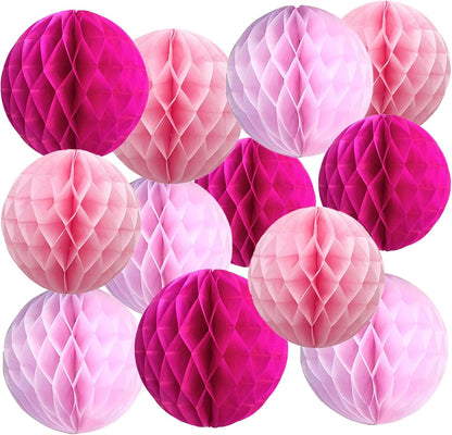 Rainbow Paper Honeycomb Balls,6 and 10 inch Hanging Tissue Pompoms,12 Pack Party Decorations