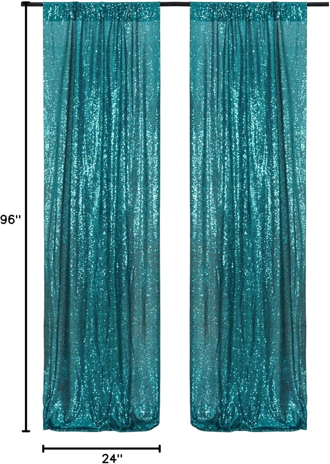 Poise3EHome Black Sequin Backdrop Curtains, 2 Panels 2FTx8FT Glitter Photo Booth Backdrop for Halloween Birthday Bachelorette Wednesday Twilight Party Decorations