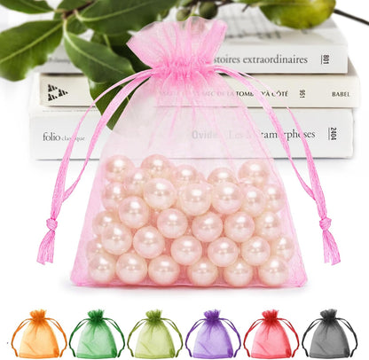 ANZNKU 50PCS White Organza Bags 3x4, Small Gift Bags Bulk for Sachet Jewelry Candy Treat, Mini Mesh Bag Drawstring for Wedding Bridal & Baby Shower, Party Favor Bag for Easter Mothers Day Birthday