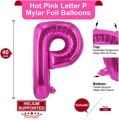 Lovoir 40 Inch Large Hot Pink Letter A Balloons Big Size Jumbo Mylar Foil Helium Balloon for Birthday Party Celebration Decorations Alphabet Hot Pink A