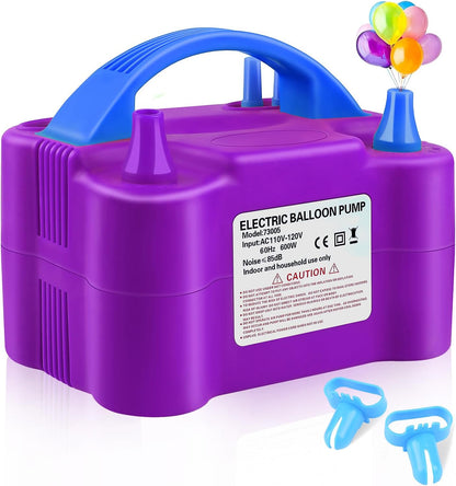 QIPUMP Balloon Pump Electric,110V 600W Balloon Blower Inflator Dual Nozzle Air Pump Balloons Inflator for Decoration, Party, Sport,Gifts:2 Balloon Tying Tools