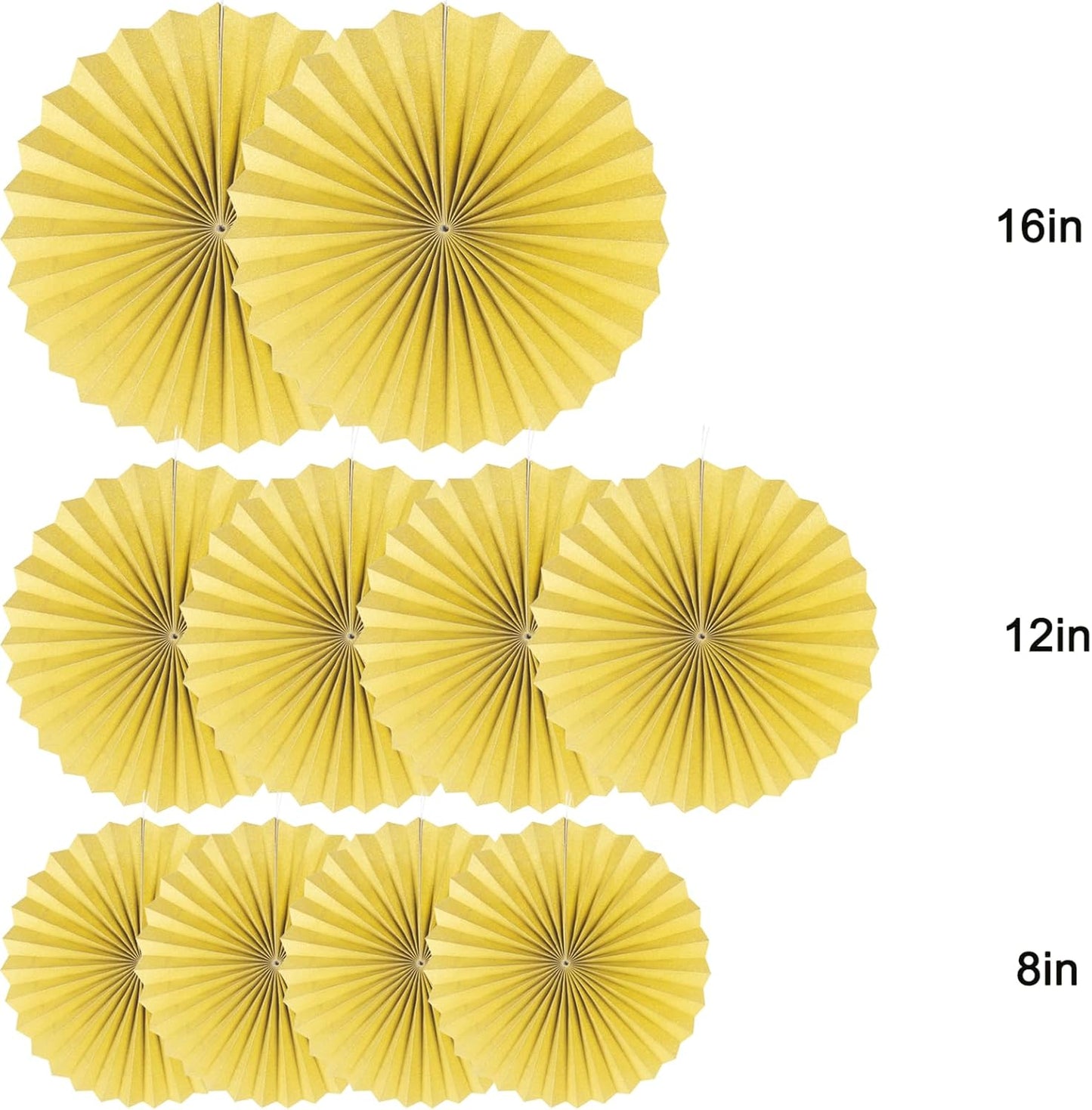 Party Hanging Paper Fans Decorations Set, Gold Round Paper Fan Ceiling Party Decoration Suppiles,Set of 10