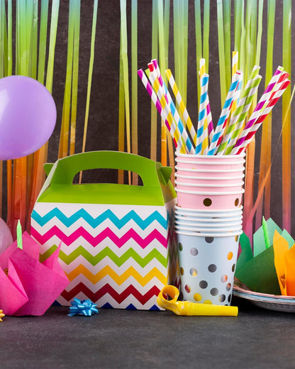 Pink Paper Straws 150pcs Disposable Straws Bulk (10 Pattern) qiqee