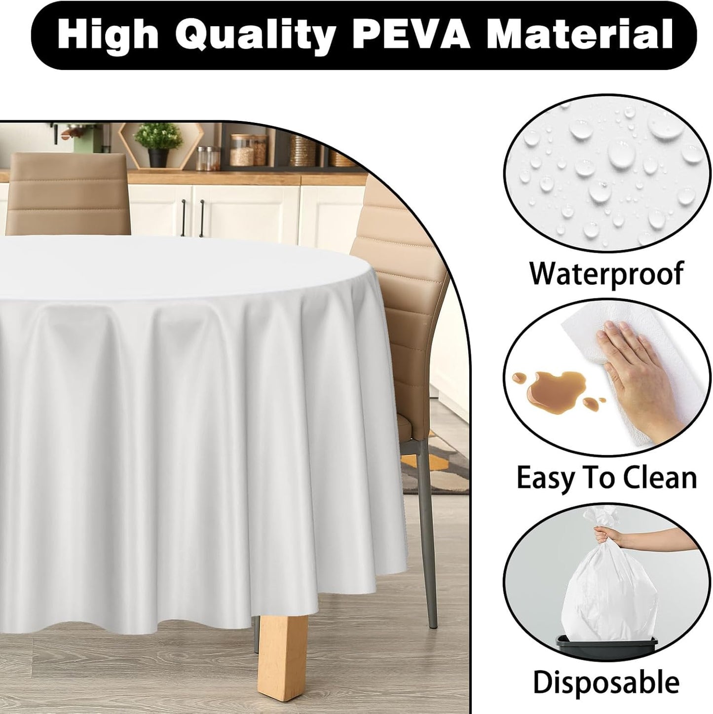 Kopokita 2PCS Black Plastic Tablecloths 54 x 108 Inch, Disposable Table Cloths Rectangle Party Table Covers