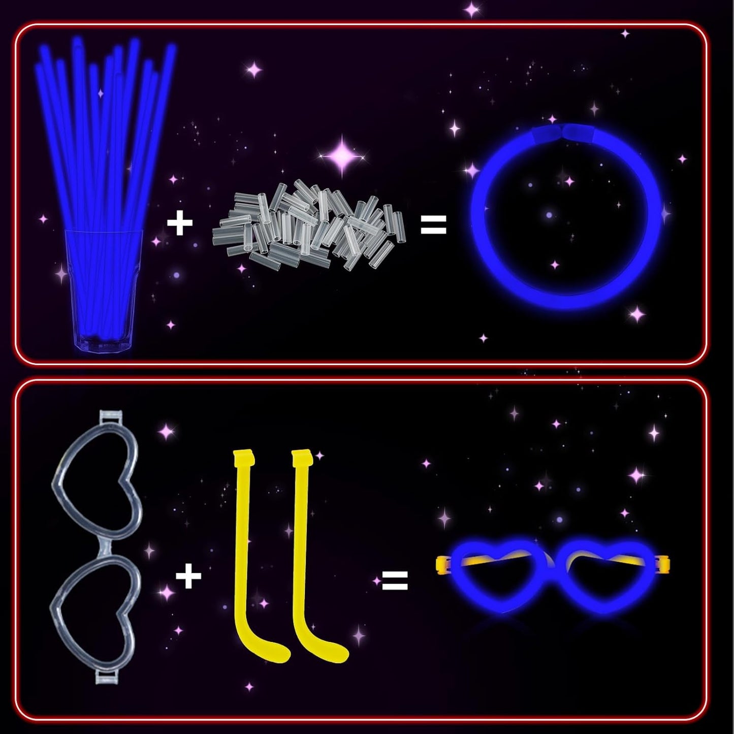 60 Pack 8” Purple Glow Sticks Bulk Bright Glow Sticks with 60 Connectors 20 Heart Glasses Glow In The Dark Party Supplies Neon Party Decorations Glow Bracelet Glasses for Carnival (Purple)