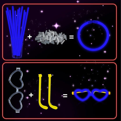 60 Pack 8” Purple Glow Sticks Bulk Bright Glow Sticks with 60 Connectors 20 Heart Glasses Glow In The Dark Party Supplies Neon Party Decorations Glow Bracelet Glasses for Carnival (Purple)
