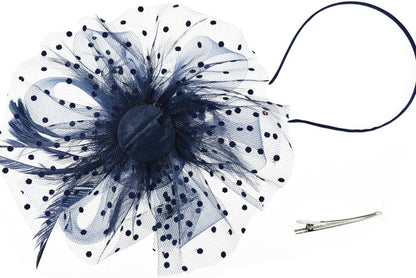 DRESHOW Fascinators Hat Flower Mesh Ribbons Feathers on a Headband and a Clip Tea Party Headwear for Girls and Women - Colors B