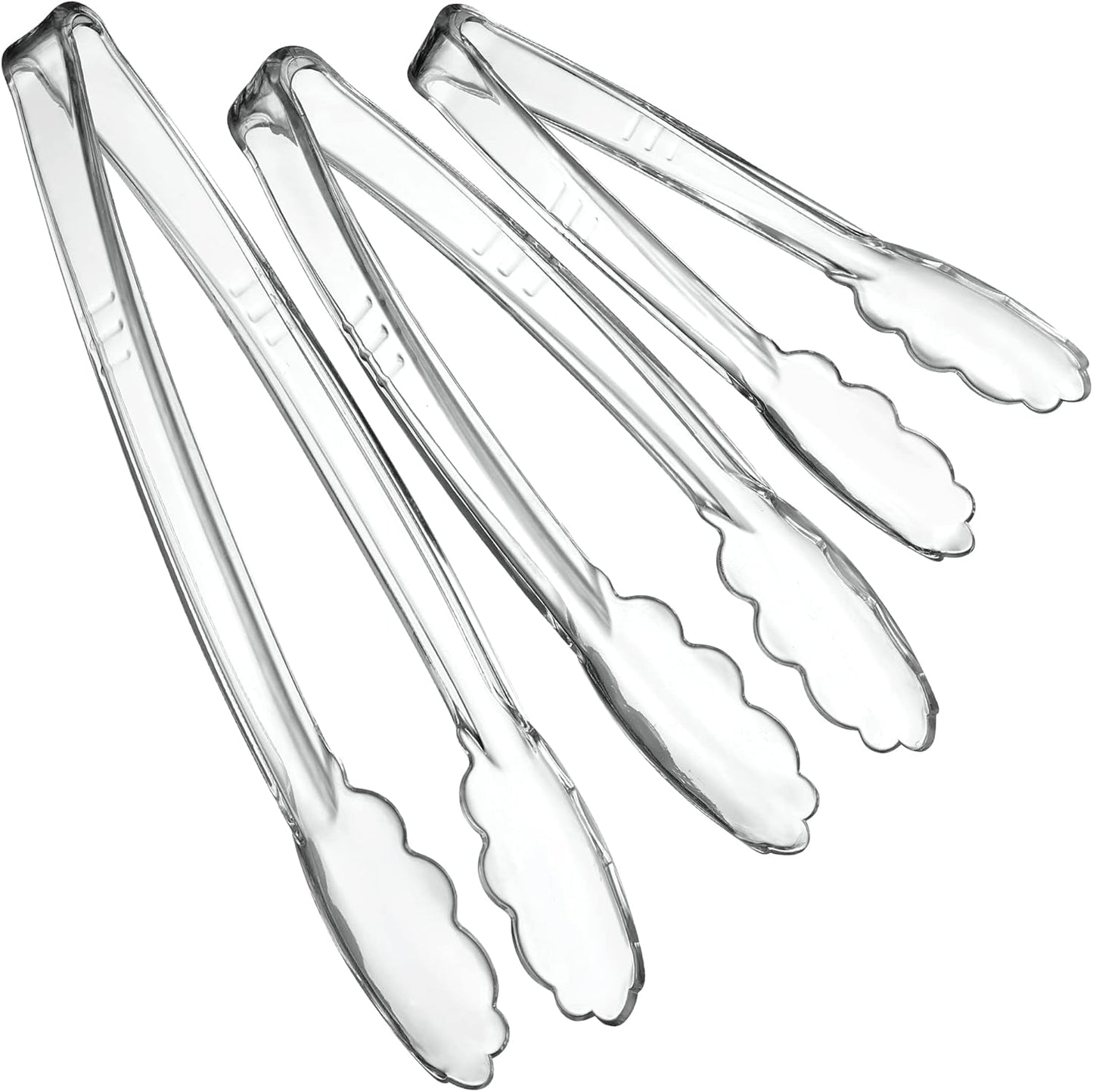 [Black Tongs 7.5'' Inches] Plasticpro 7.5'' Serving Tongs Heavy Duty Reusable Kitchen and BBQ Black Serving Tong for party's, Caterings, Events, Buffet, Weddings, And every Day use Pack of 12