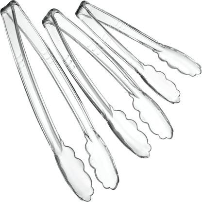 [Black Tongs 7.5'' Inches] Plasticpro 7.5'' Serving Tongs Heavy Duty Reusable Kitchen and BBQ Black Serving Tong for party's, Caterings, Events, Buffet, Weddings, And every Day use Pack of 12