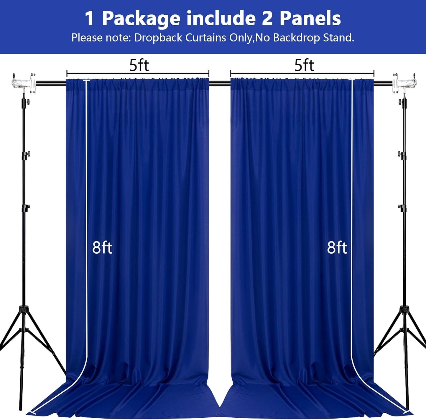 MEETSKY Black Backdrop Curtains for Parties - 10ft x 8ft Party Photo Background Curtain Rod Pocket Fabric Drapes Panels for Boys Birthday Holiday Home Halloween Decoration, 5ft x 8ft, 2 Panels