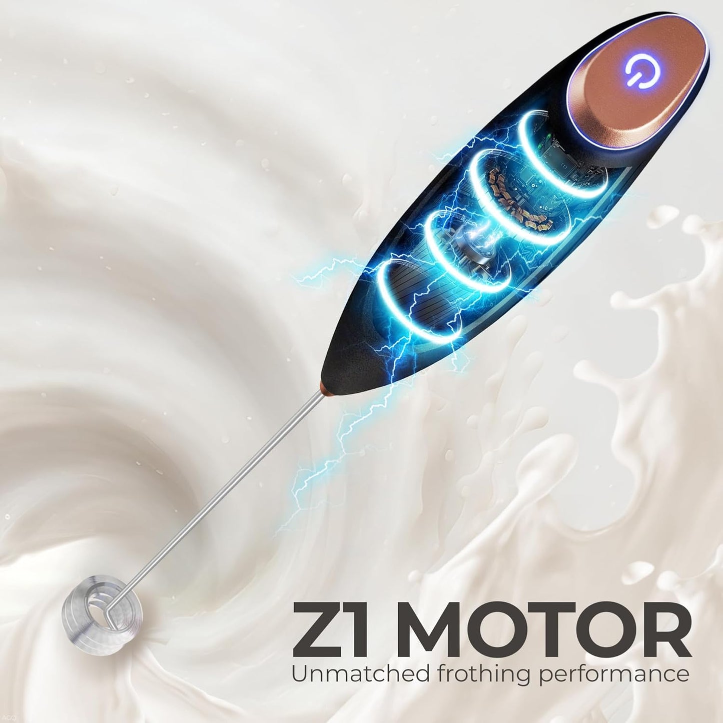 Zulay Kitchen Powerful Milk Frother Wand With Duracell Batteries - Ultra Fast Handheld Drink Mixer - Electric Whisk Foam Maker for Coffee, Lattes, Cappuccino & Matcha - Z1 Motor - Black - Colors B