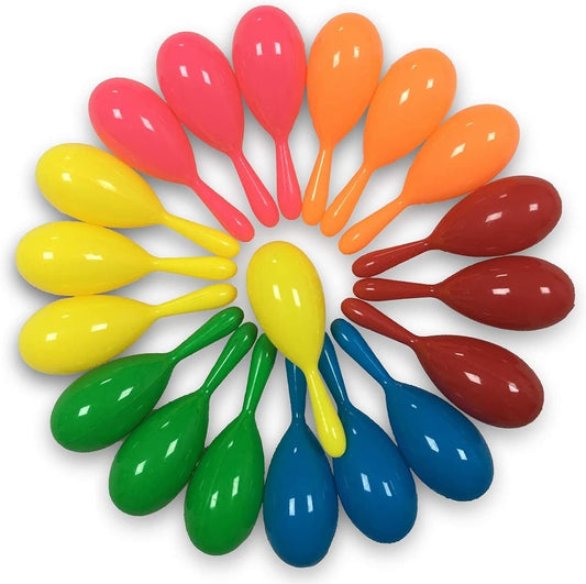 24pcs Mini Maracas for Kids Mexican Fiesta Party Favors Plastic Maraca Shakers Noisemaker for Cinco de Mayo Day of the Dead Fiesta Mexican Themed Birthday Valentine's Day Party Supplies Boys Girls