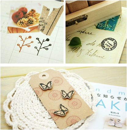 Diary Stamp Set,Wooden Rubber Signet for Children DIY Scrapbooking Card Making(25pcs,Happy Life)