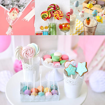 Augshy 300Pcs 6 Inch Cake Pops Making Tools - 100Pcs Cake Pop Sticks, Bags and Twist Ties