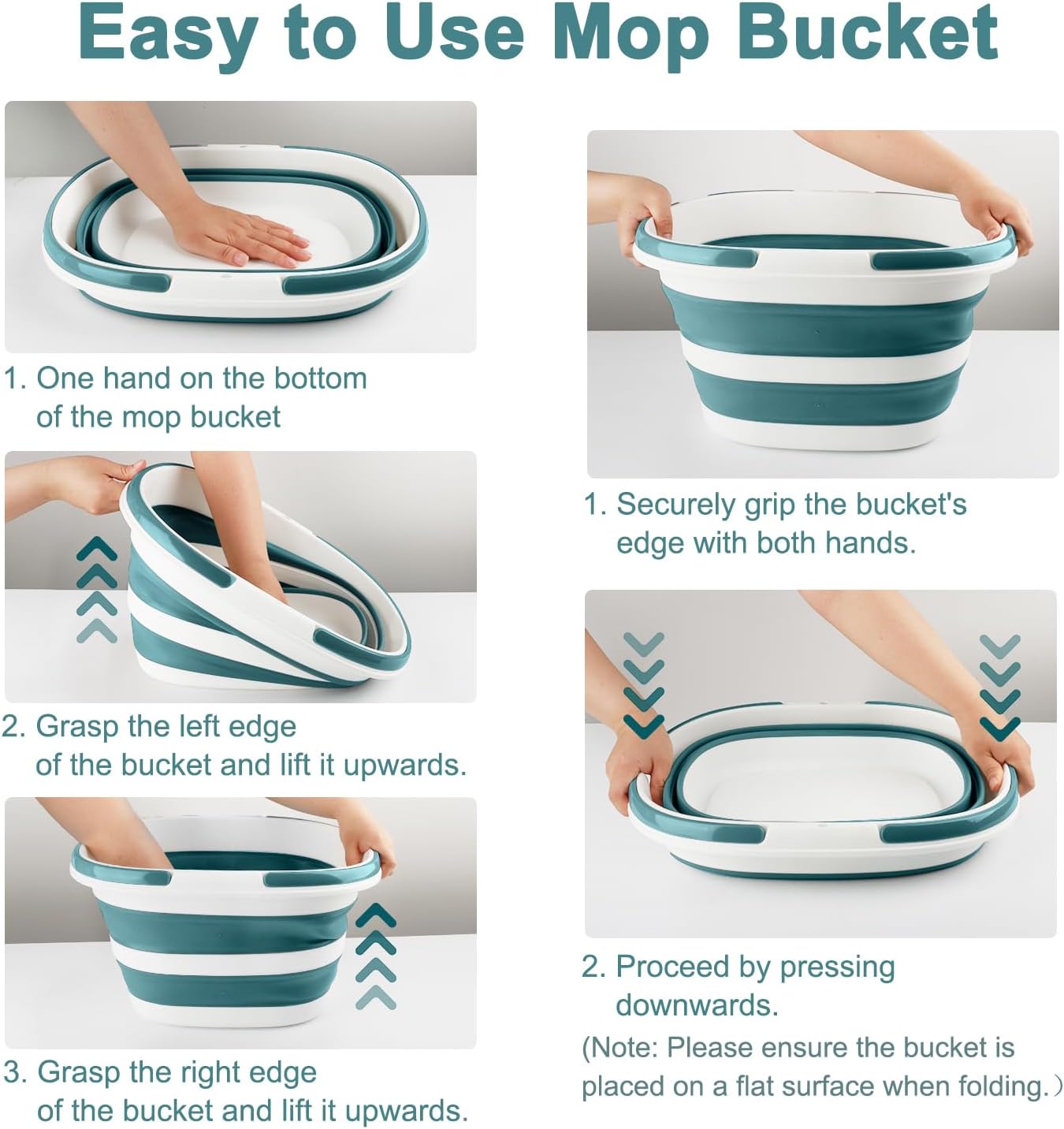 Collapsible Bucket for Cleaning, 4.2 Gallons Mop Bucket with Handle for Floor Window Car Washing, Silicone Ice Buckets for Parties Camping Fishing Beach, RV Laundry Storage Household Cleaning Supplies
