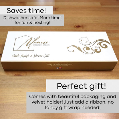 Cake Knife And Cake Server Set - Stylish, Classic, Sturdy - Fit For All Occasions - Wedding, Birthday, Everyday Use - Stainless Steel With Ergonomic Handle