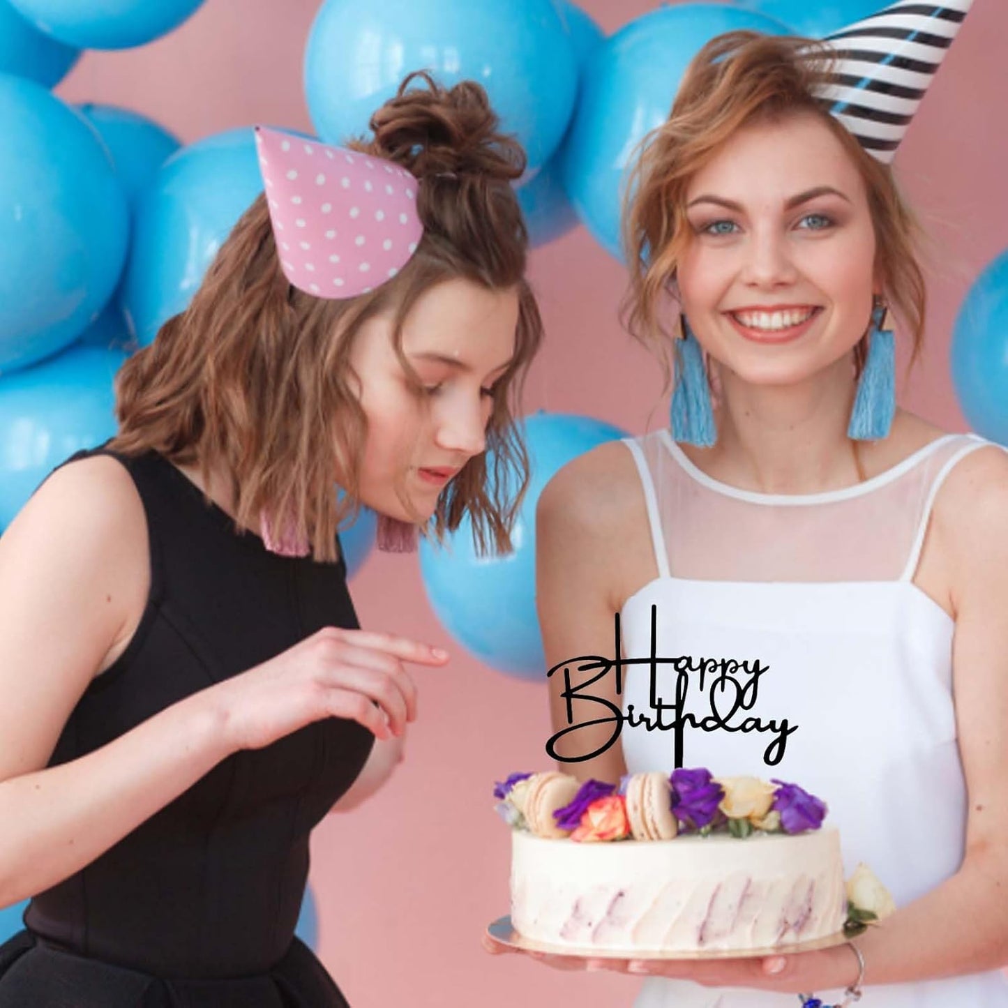 DIY Happy birthday Cake Topper Black Acrylic