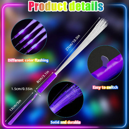 Skylety 36 Pcs Fiber Optic Wand, LED Fiber Optic Wand with 3 Light Modes, Glow Fibers Optics Sticks for Wedding Neon Party, New Year Party Favors, Bar Dj, Valentine's Day(Bright Color)
