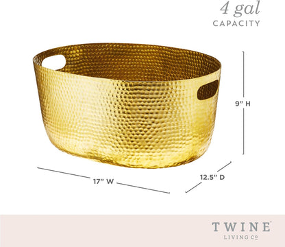 Twine Cheers Beverage Tub, Galvanized Tubs for Entertaining, Drink Buckets for Parties, Large Ice Tub and Gift Basket, Beer Buckets, Cream, 6.3 Gallons Set of 1