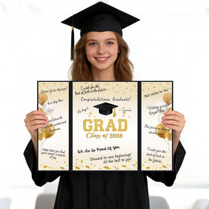 QIYANPAX Graduation Guest Book 2026, Blue and Gold Graduation Decorations Class of 2026, Graduation Signature Book, Congrats Grad Guest Book Alternative, Unique Graduation Gifts