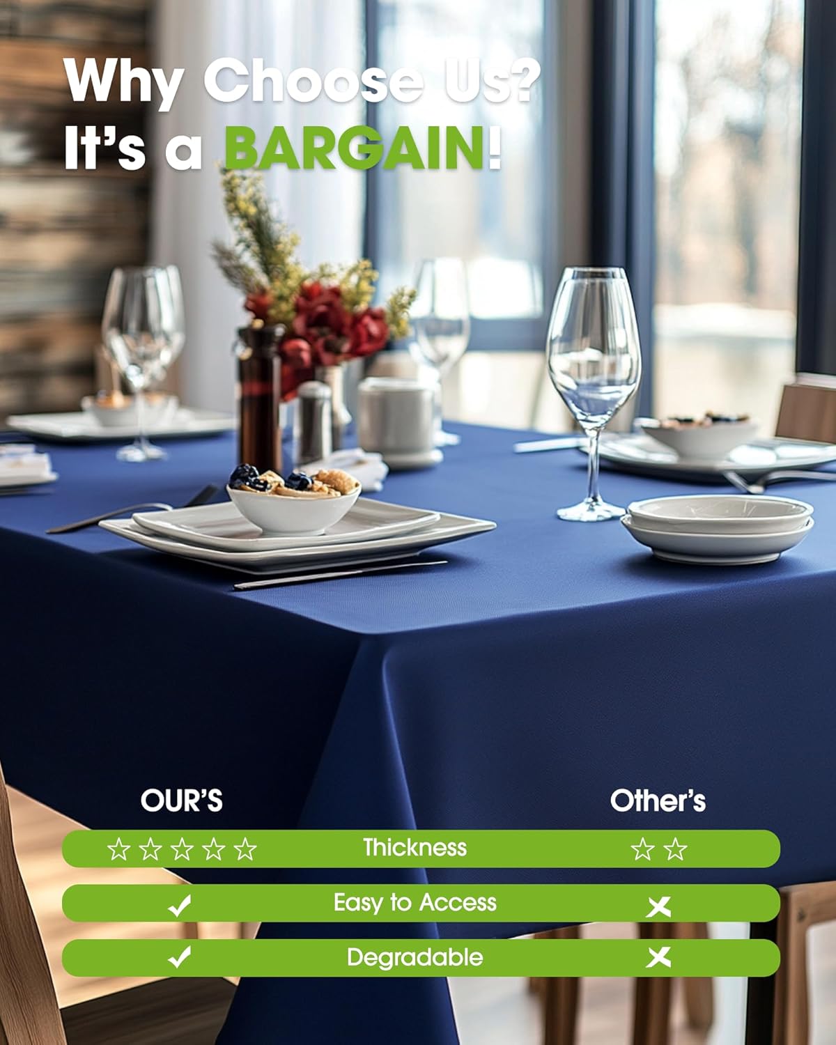 Pureegg Plastic Table Cloth Disposable 6 Pack, 54 x 108 Inch Table Cloths, Party, Picnic, Wedding, Decorative Tablecloths, Rectangle, White Plastic Cover, Waterproof, White