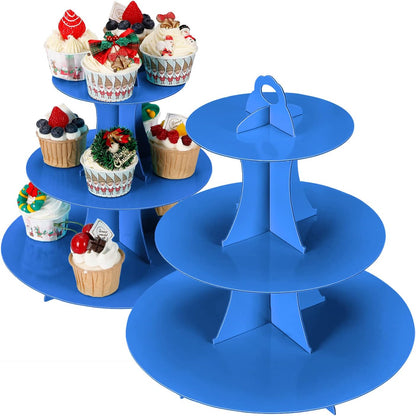 YLDW Cupcake Stand, 3-Tier Cupcake Stand Display, Cardboard Cup Cake Tower Stand, Disposable Dessert Stand for Birthday Tea Party Baby Shower Treat Decorations, Pink