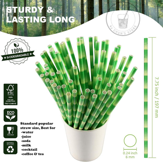 Black Paper Straws 1000 Count - 7.75" x 0.24", 100% Biodegradable & Compostable, Disposable Drinking Straws Bulk - Cocktail, Bars, Restaurants