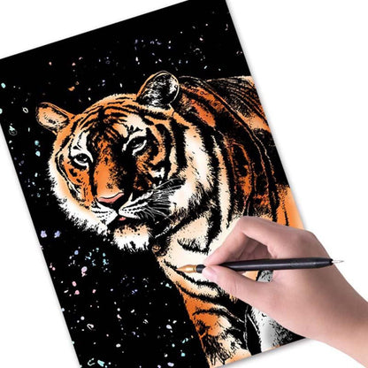 Georgie Porgy Scratch Paper Art Set for Kids Adults Magic Rainbow Scratchboards for DIY Arts and Crafts Kits Christmas Birthday Gift with Scratching Tools Kit (A4-Noctilucent Whale + Sea World)
