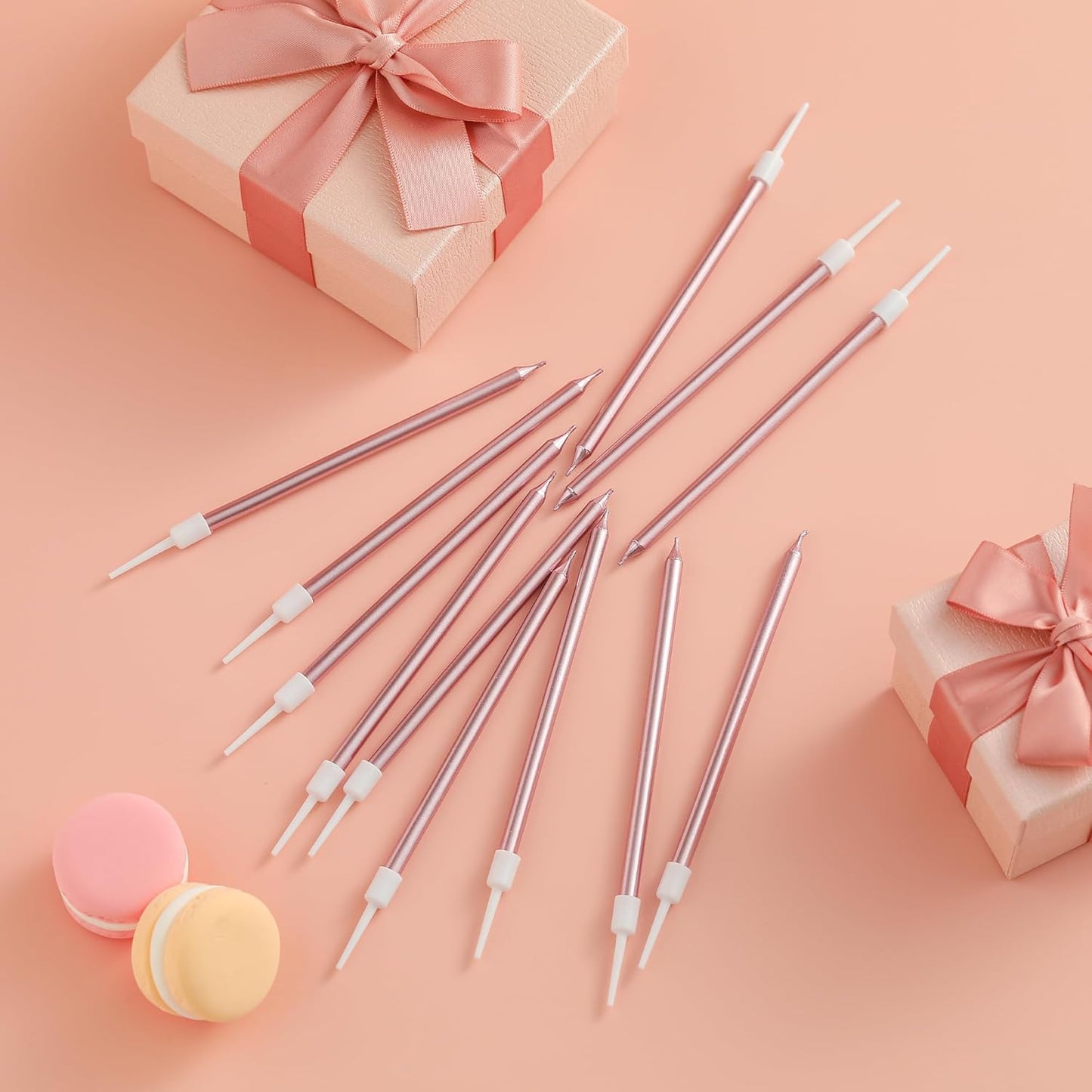Pink Gold Long Thin Birthday Candles, Cake Candles, Birthday Parties, Wedding Decorations, Party Candles
