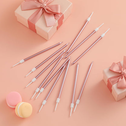 Pink Gold Long Thin Birthday Candles, Cake Candles, Birthday Parties, Wedding Decorations, Party Candles